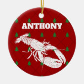 Red and White Lobster Personalized Christmas Keramik Ornament (Vorne)
