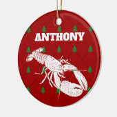 Red and White Lobster Personalized Christmas Keramik Ornament (Links)