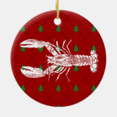 Red and White Lobster Personalized Christmas Keramik Ornament (Hinten)