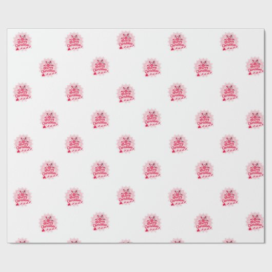 Red and White Mandala Weihnachtswrapping Paper Geschenkpapier (Flach)