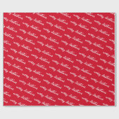 Red And White Merry Christmas Custom Text Template Geschenkpapier (Flach)