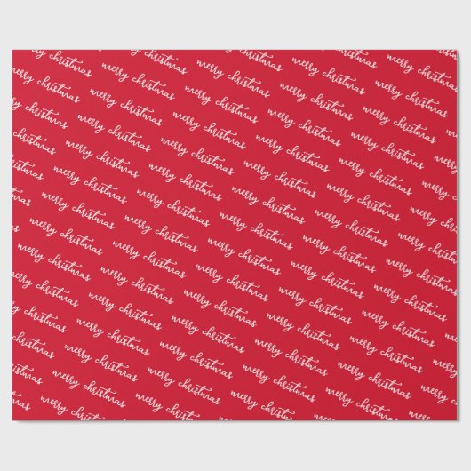 Red And White Merry Christmas Custom Text Template Geschenkpapier (Flach)