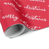 Red And White Merry Christmas Custom Text Template Geschenkpapier (Rolleneckpunkt)