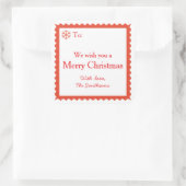 Red and White Merry Christmas Wishes Message Quadratischer Aufkleber (Tasche)