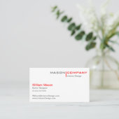 Red and White Minimalistic Business Card Visitenkarte (Stehend Vorderseite)