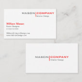 Red and White Minimalistic Business Card Visitenkarte (Vorne/Hinten)