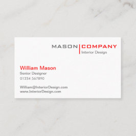 Red and White Minimalistic Business Card Visitenkarte