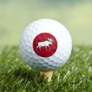 Red and White Moose Golfball