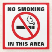 Red and White No Smoking Glasuntersetzer (Vorderseite)