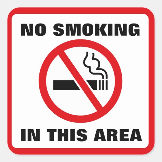 Red and White No Smoking Quadratischer Aufkleber (Vorderseite)