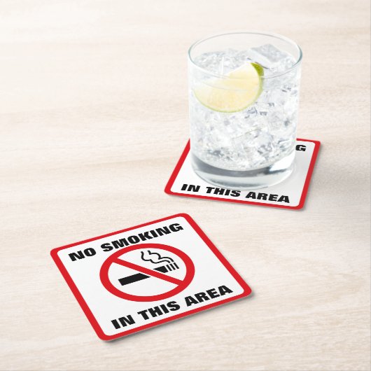 Red and White No Smoking Rechteckiger Pappuntersetzer (Vor Ort)