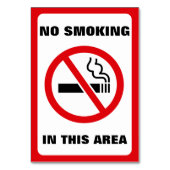 Red and White No Smoking Tischnummer (Rückseite)