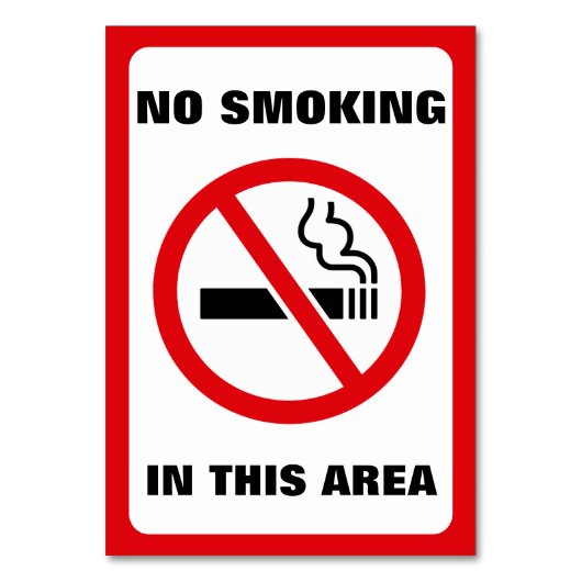 Red and White No Smoking Tischnummer (Vorderseite)