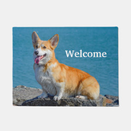 Red and White Pembroke Welsh Corgi Puppy Dog Fußmatte