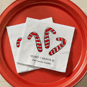 Red and White Peppermint Candy Cane Weihnachten Serviette