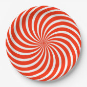 Red and White Peppermint Candy Holiday Paper Plate Pappteller (Vorderseite)