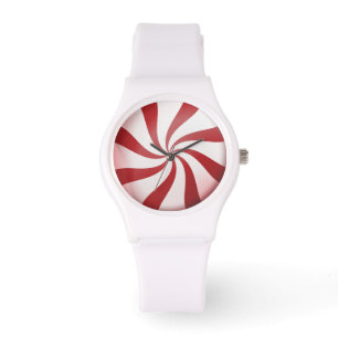 Red and White Peppermint Candy Holiday Watch Armbanduhr