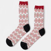 Red and White Peppermint Swirl Candy Socken (Linkes Detail)
