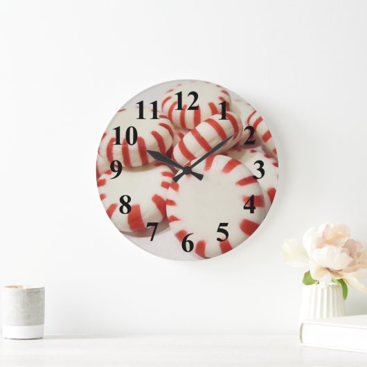 Red and White Peppermints Große Wanduhr (Zuhause)