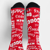 Red and White Personalisiert Coach Geschenk Name K Socken (Oben)