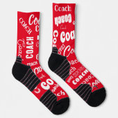 Red and White Personalisiert Coach Geschenk Name K Socken (Rechts)