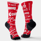 Red and White Personalisiert Coach Geschenk Name K Socken (Gewinkelt)