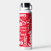 Red and White Personalisiert Coach Geschenk Name K Trinkflasche (Rückseite)