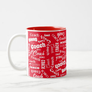 Red and White Personalisiert Coach Geschenk Name K Zweifarbige Tasse