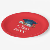 Red and White Personalized Class Graduation Paper  Pappteller (Schrägansicht)
