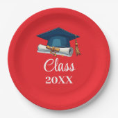 Red and White Personalized Class Graduation Paper  Pappteller (Vorderseite)