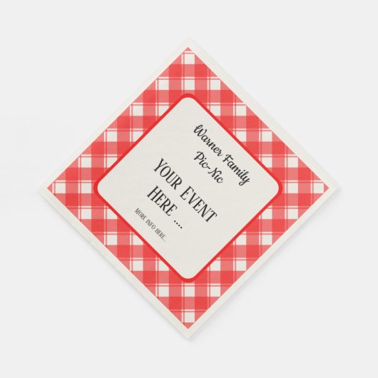 Red and White Plaid Pattern Retro Custom Serviette (Ecke)