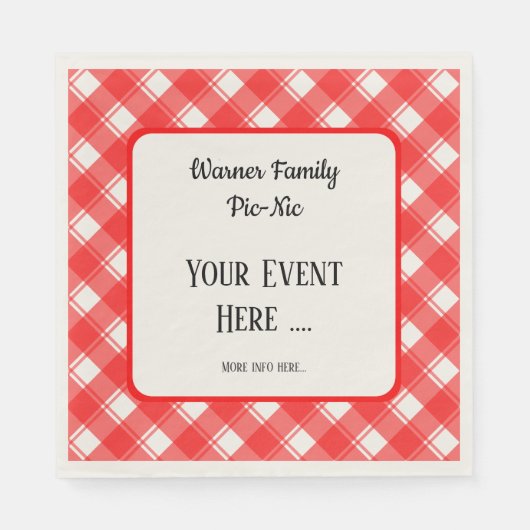 Red and White Plaid Pattern Retro Custom Serviette (Vorderseite)