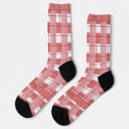 Red and White Plaid, Text on Foot Socken
