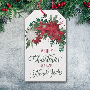 Red and White Poinsettia Bouquet Holiday Geschenkanhänger