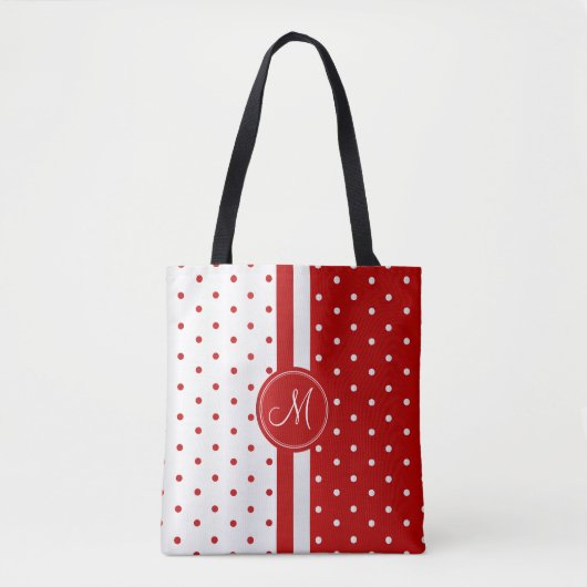 Red and White Polka Dot Design Tasche (Vorderseite)