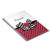 Red and White Polka Dots Niedliche Rose Zickzack B Notizblock (Rechte Seite)