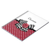 Red and White Polka Dots Niedliche Rose Zickzack B Notizblock (Linke Seite)