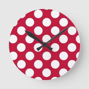 Red and White Polkadots Wall Clock Runde Wanduhr