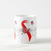 Red and White Ribbon with Butterfly Coffee Mug Kaffeetasse (Mittel)