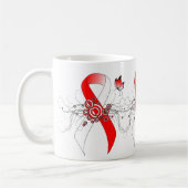 Red and White Ribbon with Butterfly Coffee Mug Kaffeetasse (Links)