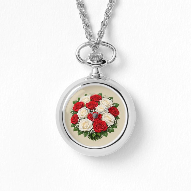 Red and white roses armbanduhr (Vorderseite)