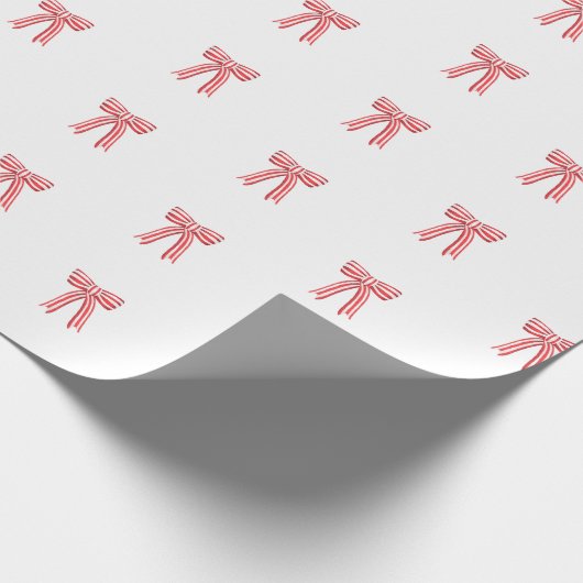 Red and White Satin Bows Red Candy Cane Stripbow Geschenkpapier (Ecke)