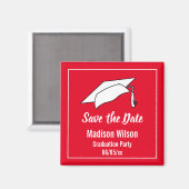 Red and White Save the Date Graduation Party Magnet (Vorderseite/Rückseite)