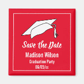 Red and White Save the Date Graduation Party Magnet (Vorne)