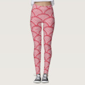 Red and White Scallop Pattern Leggings (Vorderseite)