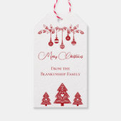 Red and White Scandinavian Folk Art Christmas Geschenkanhänger (Vorderseite)