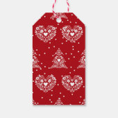 Red and White Scandinavian Folk Art Christmas Geschenkanhänger (Rückseite)