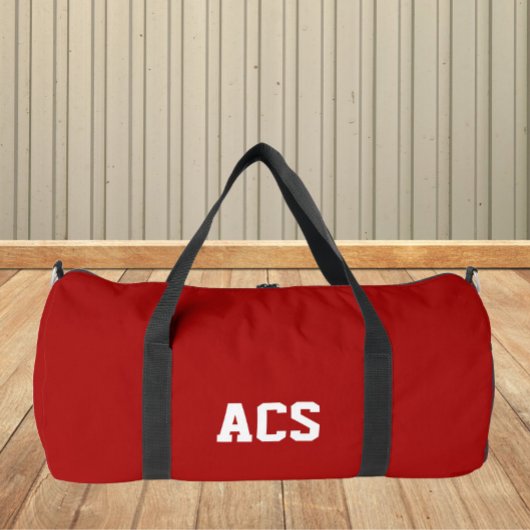 Red and White School Colors with Letters Duffle Bag