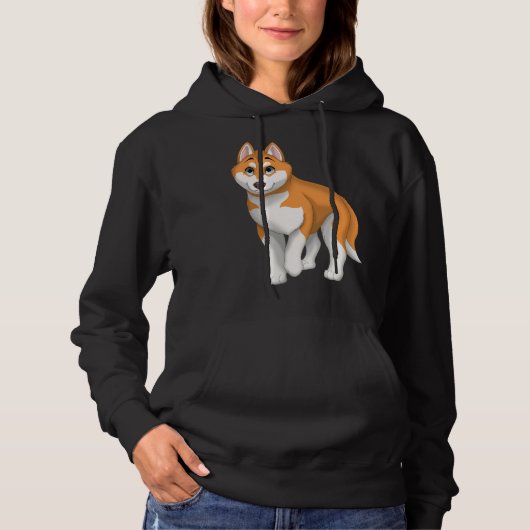 Red and White Siberian Husky Dog with Blue Eyes Hoodie (Vorderseite)