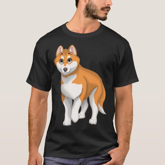 Red and White Siberian Husky Dog with Blue Eyes T-Shirt (Vorderseite)